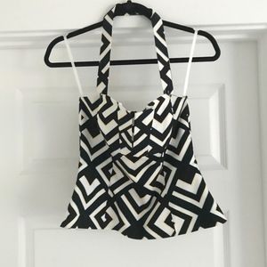 WHBM Geometric Strapless/Halter Top